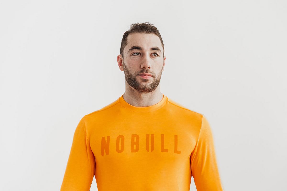 Nobull Men's Long Sleeves Orange | Australia (GJ8950)